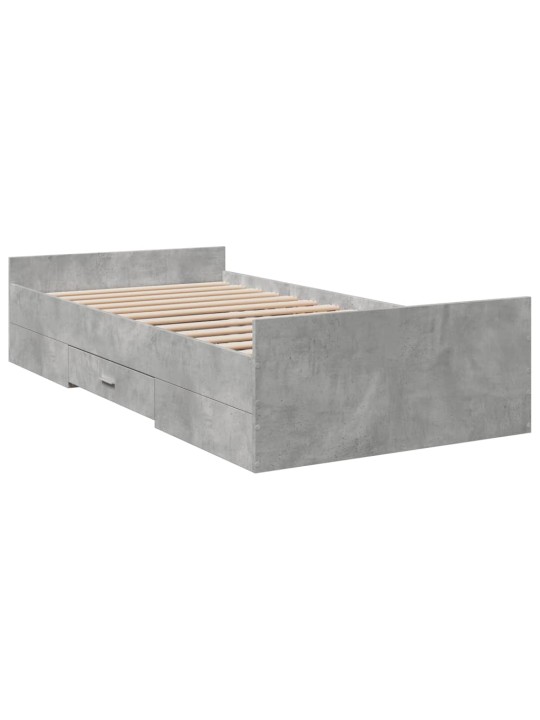 Rám postele se zásuvkami betonově šedý 75 x 190 cm kompozit