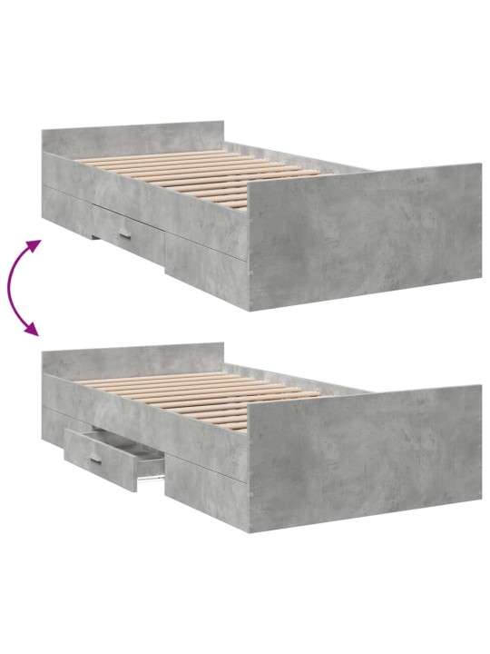 Rám postele se zásuvkami betonově šedý 75 x 190 cm kompozit