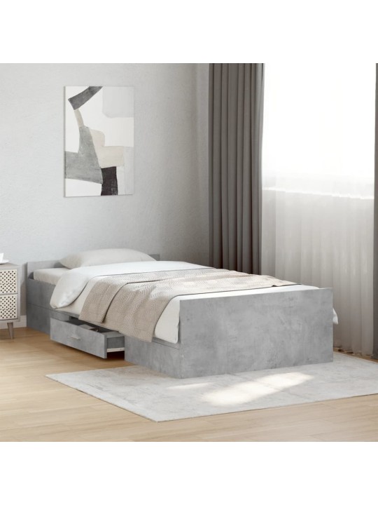 Rám postele se zásuvkami betonově šedý 75 x 190 cm kompozit