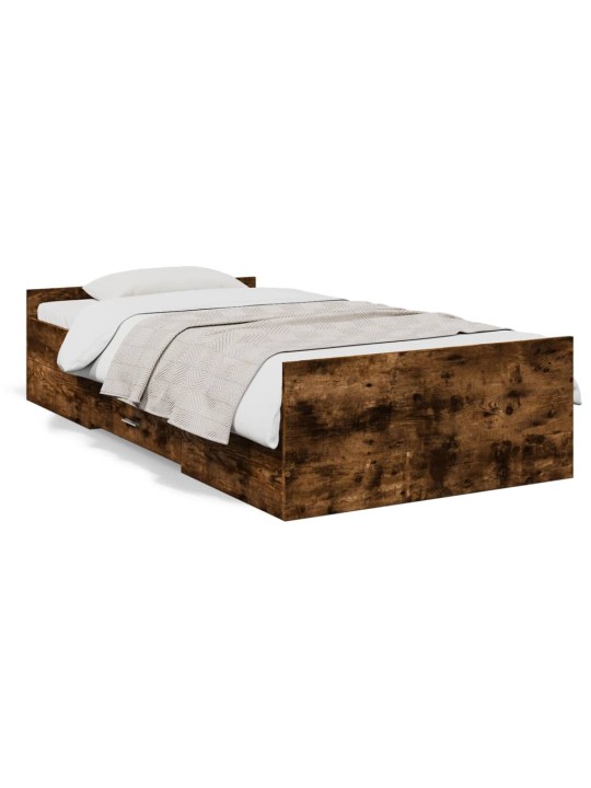 Rám postele se zásuvkami kouřový dub 75x190 cm kompozitní dřevo