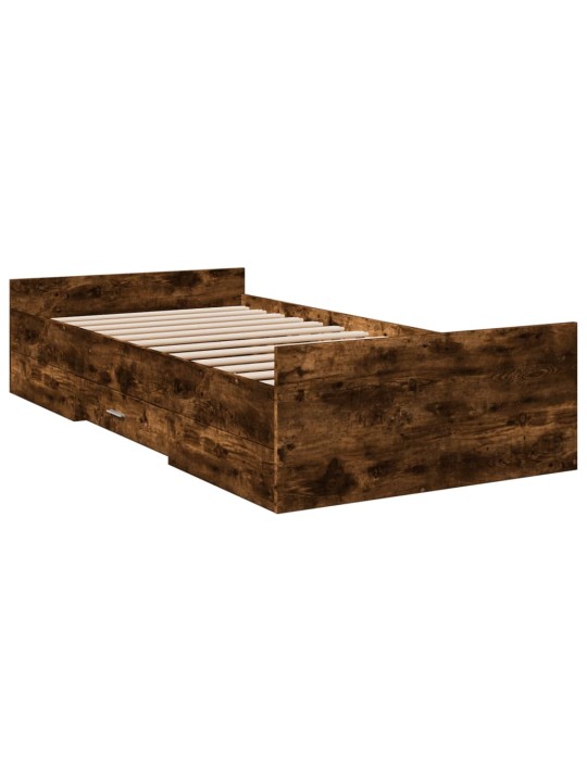 Rám postele se zásuvkami kouřový dub 75x190 cm kompozitní dřevo