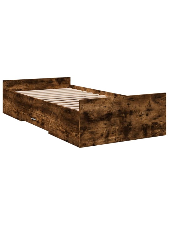 Rám postele se zásuvkami kouřový dub 75x190 cm kompozitní dřevo