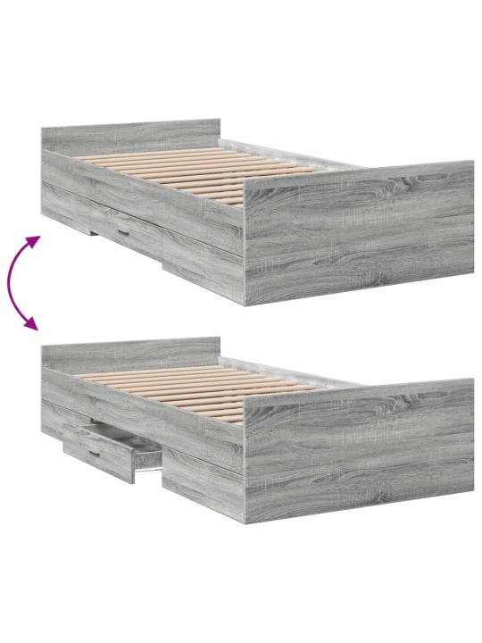 Rám postele se zásuvkami šedý sonoma 75x190 cm kompozitní dřevo
