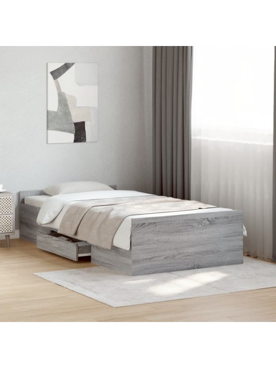 Rám postele se zásuvkami šedý sonoma 75x190 cm kompozitní dřevo
