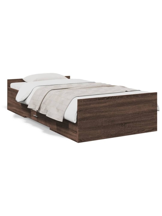 Rám postele se zásuvkami hnědý dub 75 x 190 cm kompozitní dřevo