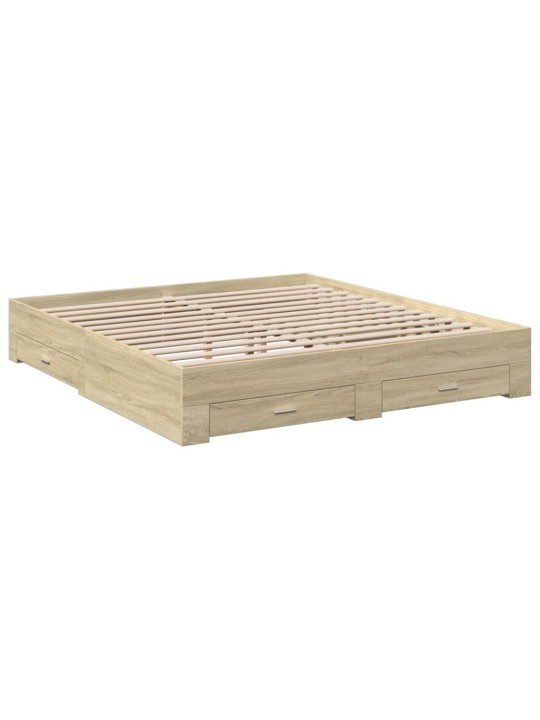 Rám postele se zásuvkami dub sonoma 200x200 cm kompozitní dřevo