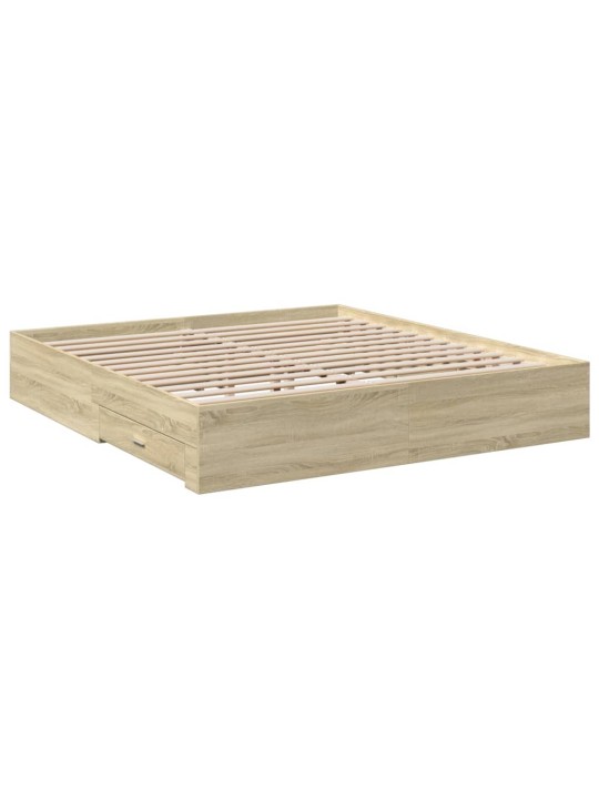 Rám postele se zásuvkami dub sonoma 200x200 cm kompozitní dřevo