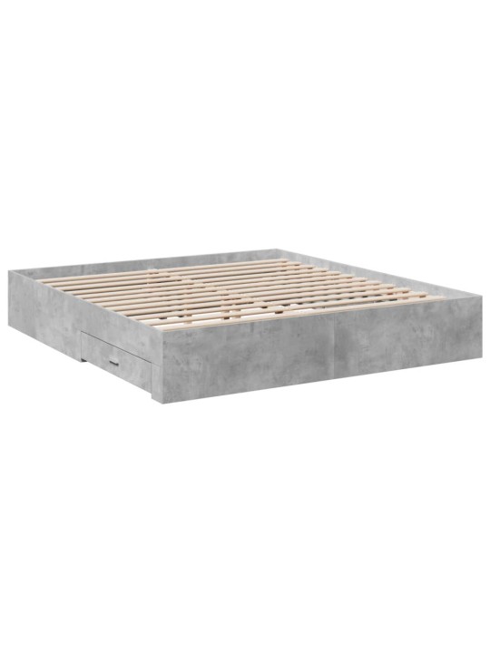 Rám postele se zásuvkami betonově šedý 200 x 200 cm kompozit