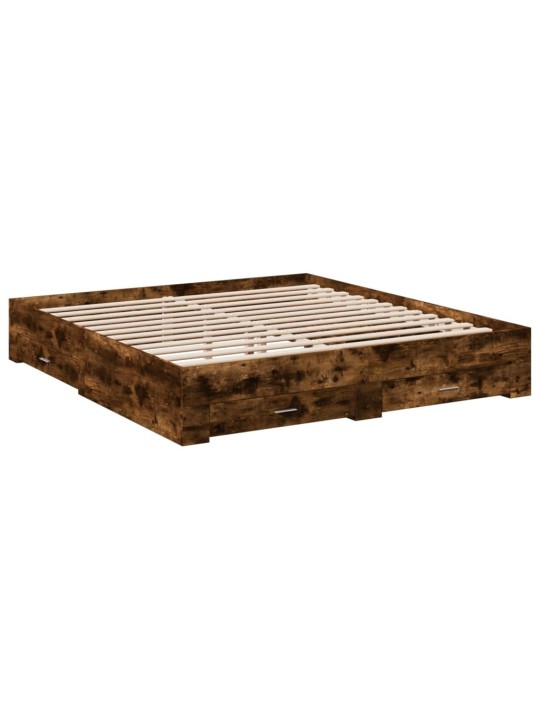 Rám postele se zásuvkami kouřový dub 200 x 200 cm kompozit