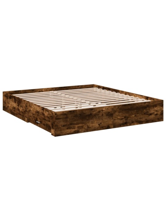 Rám postele se zásuvkami kouřový dub 200 x 200 cm kompozit