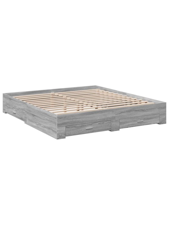 Rám postele se zásuvkami šedý sonoma 200 x 200 cm kompozit