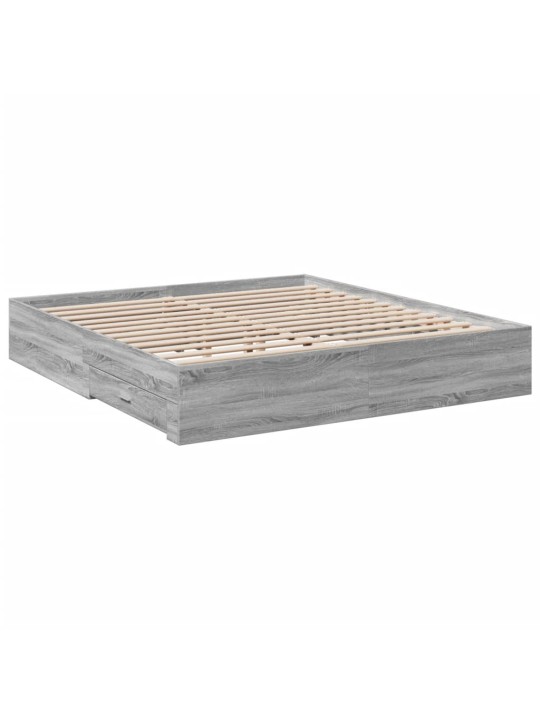 Rám postele se zásuvkami šedý sonoma 200 x 200 cm kompozit