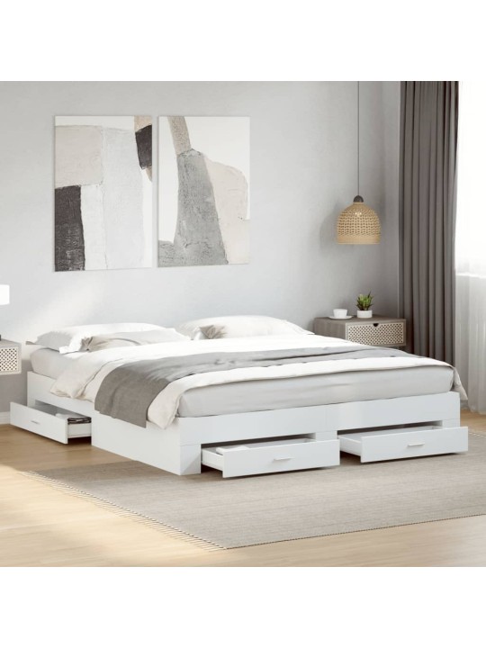 Rám postele se zásuvkami bílý 180 x 200 cm kompozitní dřevo