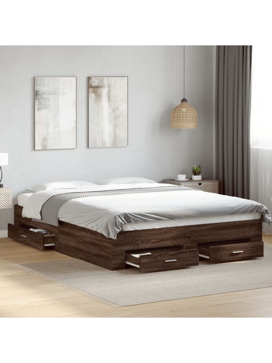 Rám postele se zásuvkami hnědý dub 160x200 cm kompozitní dřevo