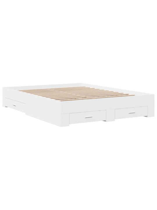 Rám postele se zásuvkami bílý 150 x 200 cm kompozitní dřevo