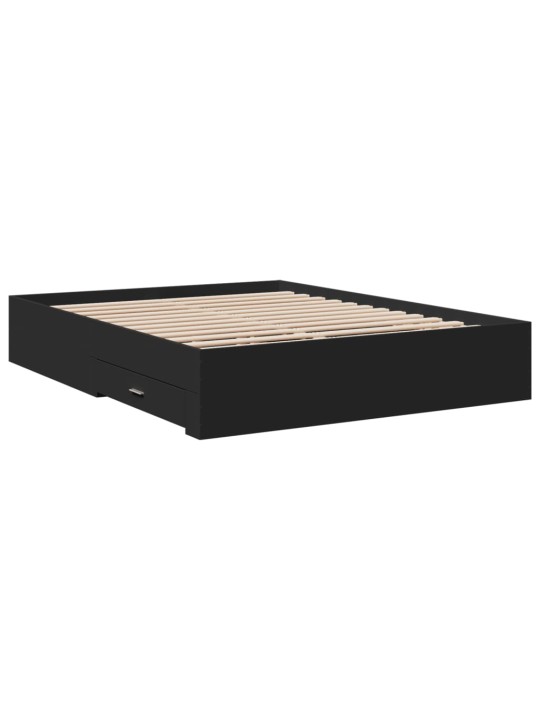 Rám postele se zásuvkami černý 150 x 200 cm kompozitní dřevo