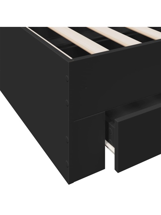 Rám postele se zásuvkami černý 150 x 200 cm kompozitní dřevo