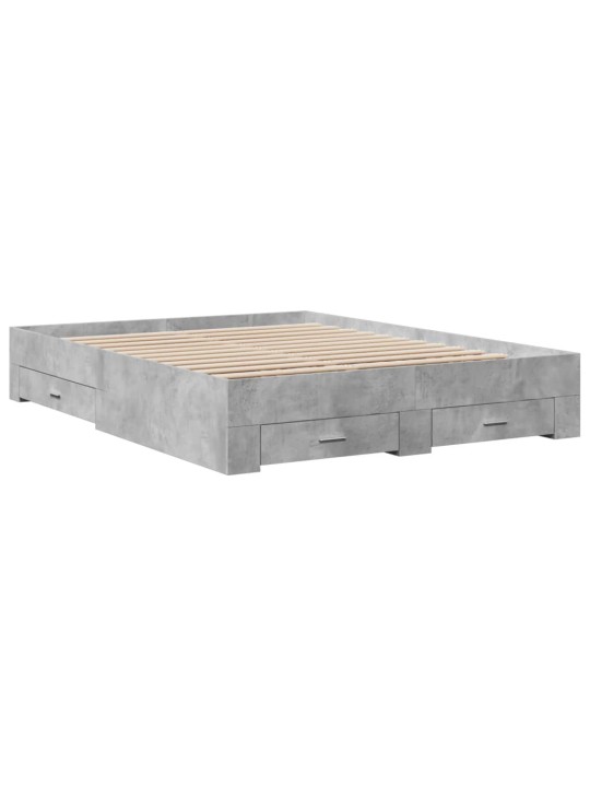 Rám postele se zásuvkami betonově šedý 150 x 200 cm kompozit