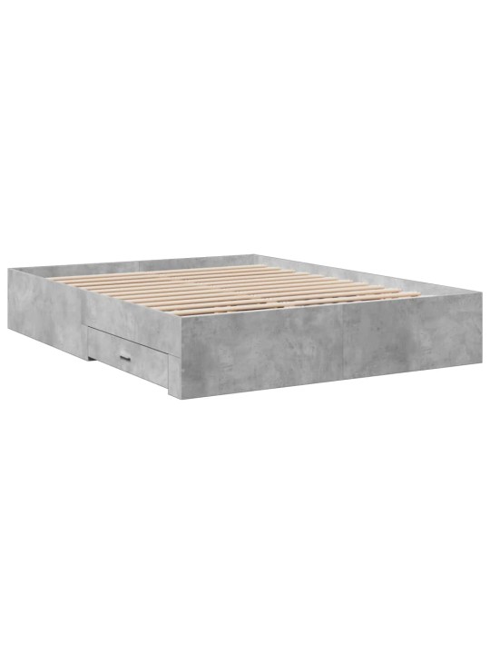 Rám postele se zásuvkami betonově šedý 150 x 200 cm kompozit