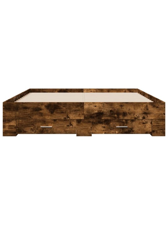 Rám postele se zásuvkami kouřový dub 150 x 200 cm kompozit