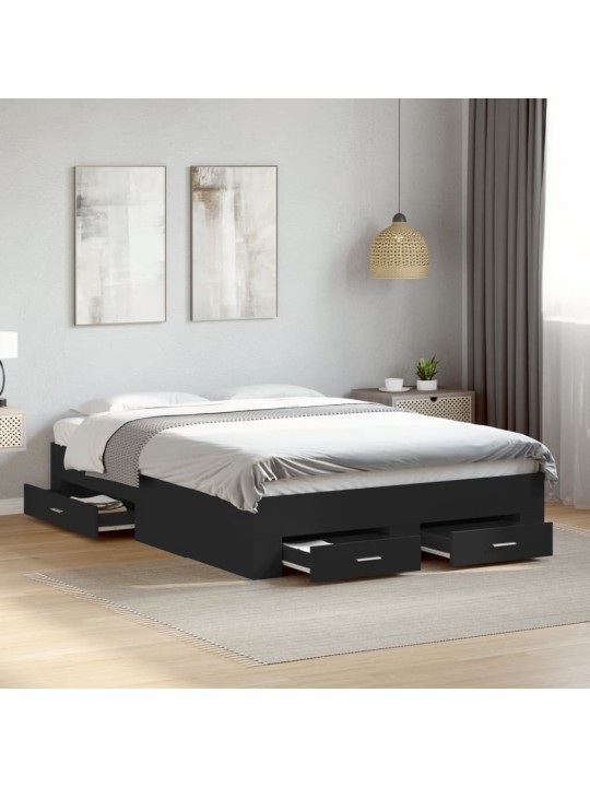 Rám postele se zásuvkami černý 120 x 200 cm kompozitní dřevo