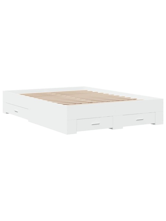 Rám postele se zásuvkami bílý 140 x 190 cm kompozitní dřevo