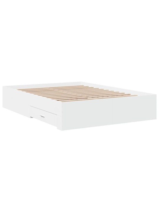 Rám postele se zásuvkami bílý 140 x 190 cm kompozitní dřevo