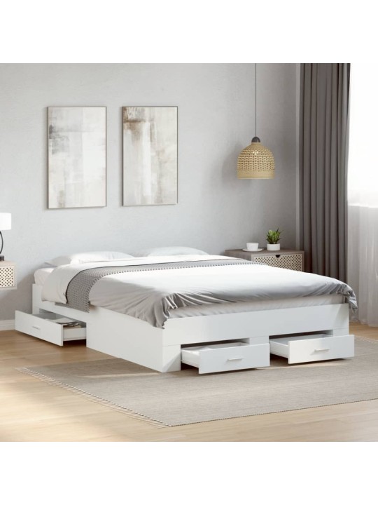 Rám postele se zásuvkami bílý 140 x 190 cm kompozitní dřevo