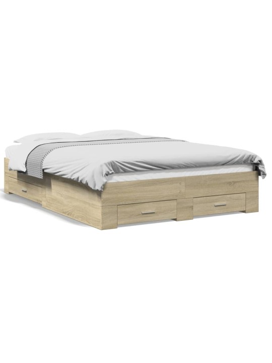 Rám postele se zásuvkami dub sonoma 140x190 cm kompozitní dřevo