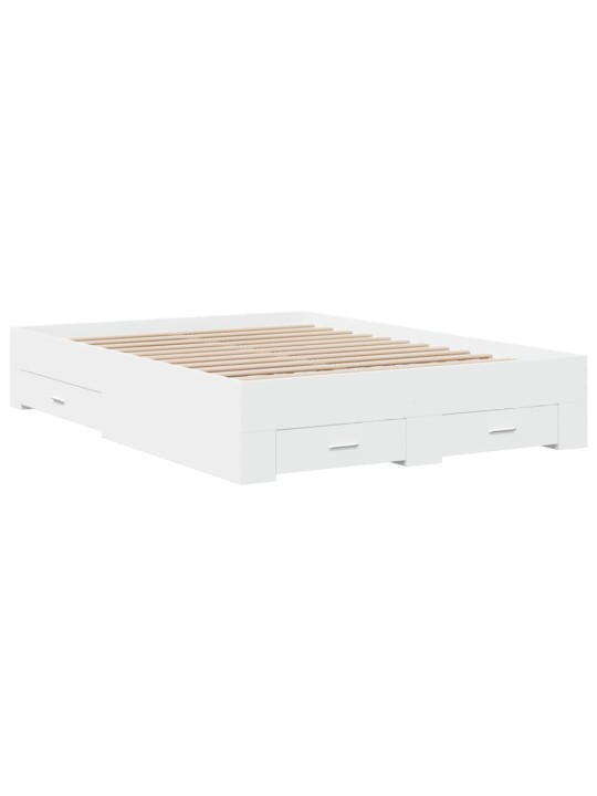 Rám postele se zásuvkami bílý 135 x 190 cm kompozitní dřevo