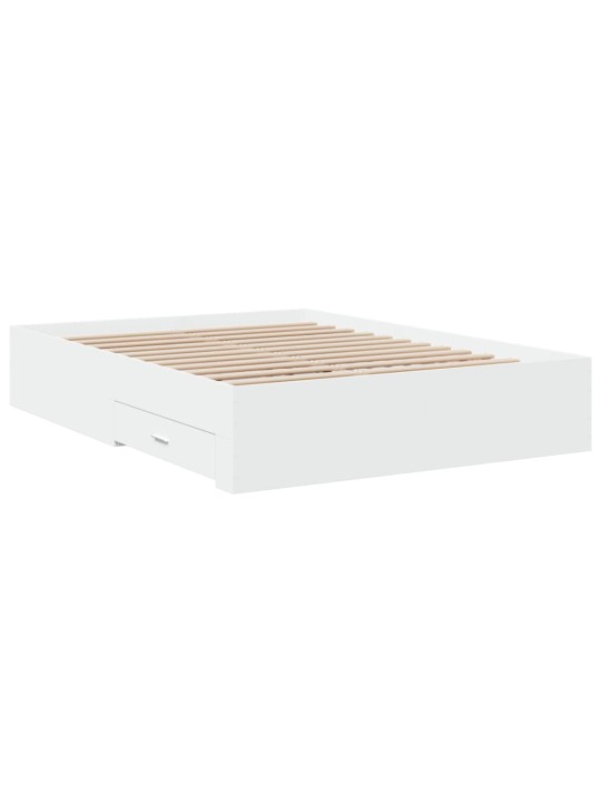 Rám postele se zásuvkami bílý 135 x 190 cm kompozitní dřevo
