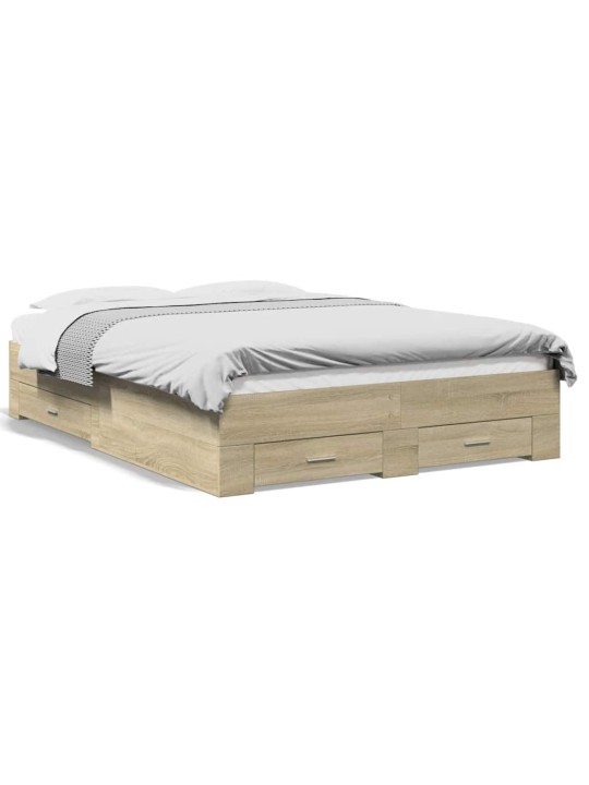 Rám postele se zásuvkami dub sonoma 135x190 cm kompozitní dřevo