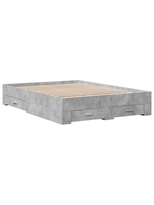 Rám postele se zásuvkami betonově šedý 135 x 190 cm kompozit