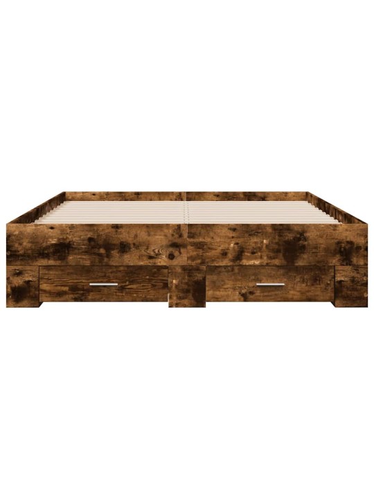 Rám postele se zásuvkami kouřový dub 135 x 190 cm kompozit