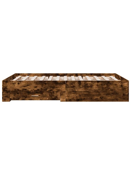 Rám postele se zásuvkami kouřový dub 135 x 190 cm kompozit