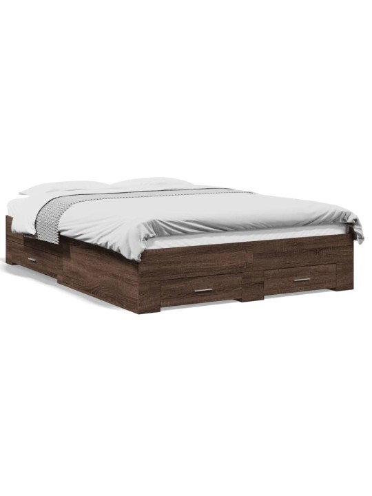 Rám postele se zásuvkami hnědý dub 135x190 cm kompozitní dřevo