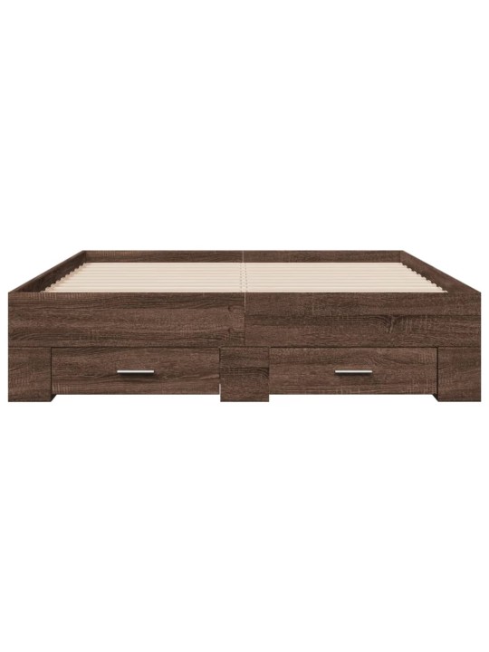 Rám postele se zásuvkami hnědý dub 135x190 cm kompozitní dřevo