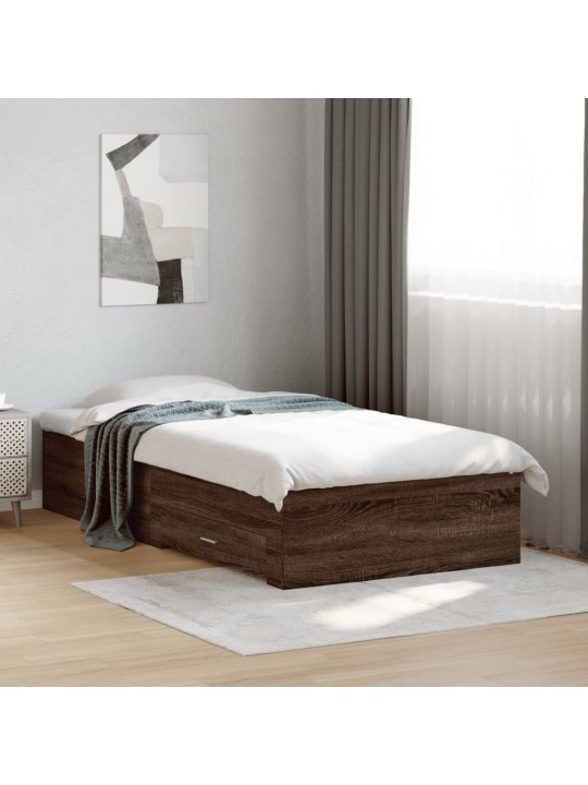 Rám postele se zásuvkami hnědý dub 100x200 cm kompozitní dřevo