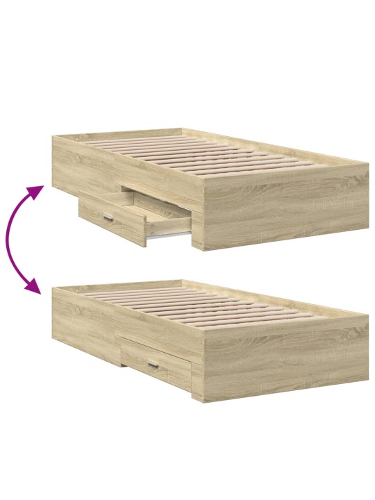 Rám postele se zásuvkami dub sonoma 90x200 cm kompozitní dřevo