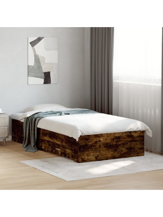 Rám postele se zásuvkami kouřový dub 90x200 cm kompozitní dřevo