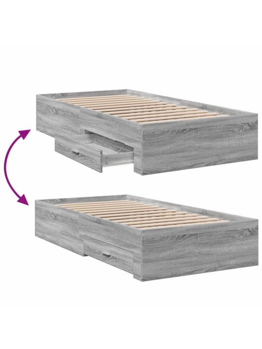 Rám postele se zásuvkami šedý sonoma 90x200 cm kompozitní dřevo
