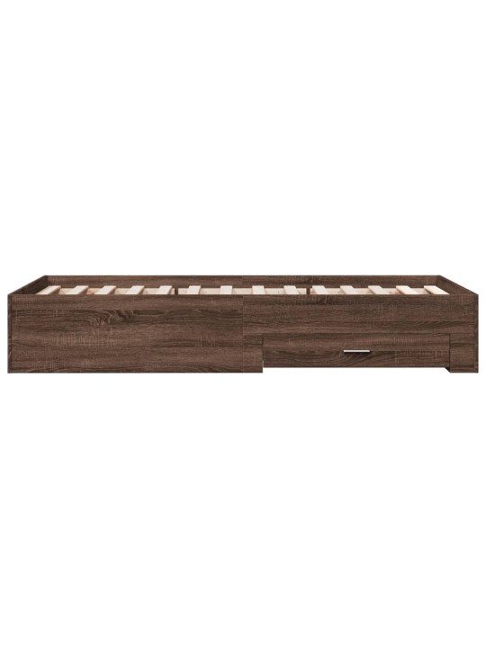 Rám postele se zásuvkami hnědý dub 90x200 cm kompozitní dřevo