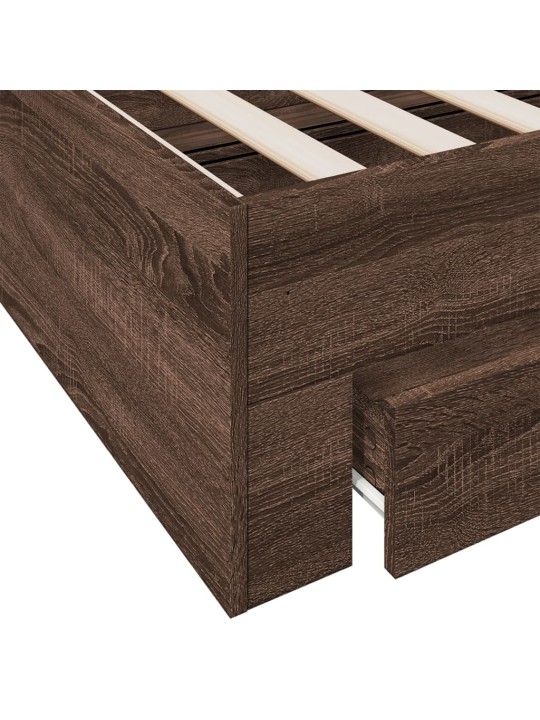 Rám postele se zásuvkami hnědý dub 90x200 cm kompozitní dřevo