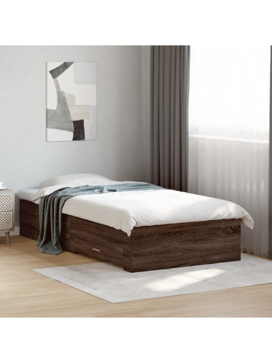 Rám postele se zásuvkami hnědý dub 90x200 cm kompozitní dřevo