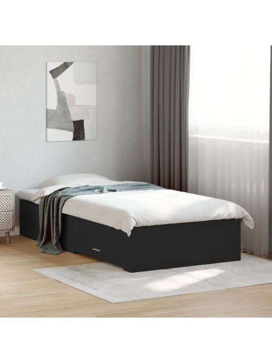 Rám postele se zásuvkami černý 90 x 190 cm kompozitní dřevo