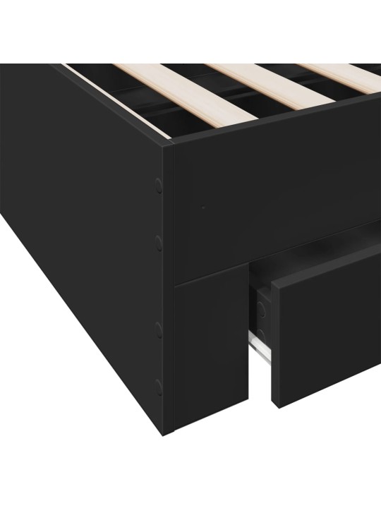 Rám postele se zásuvkami černý 75 x 190 cm kompozitní dřevo