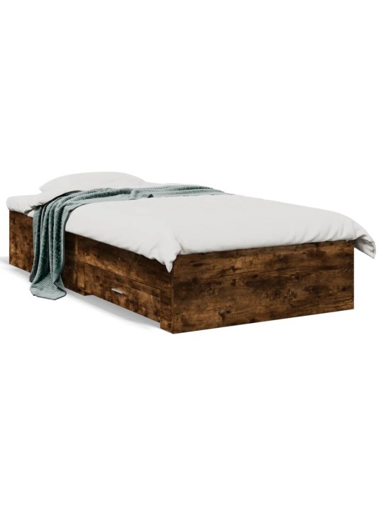 Rám postele se zásuvkami kouřový dub 75x190 cm kompozitní dřevo