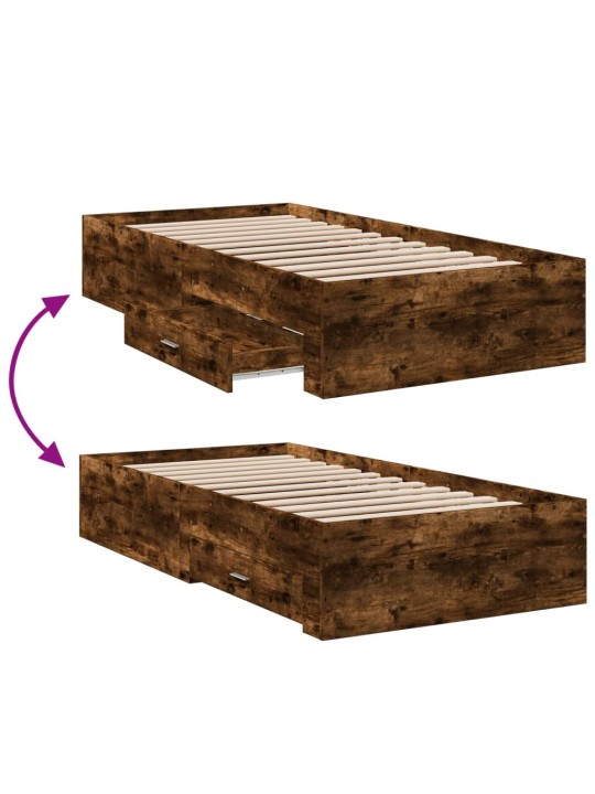 Rám postele se zásuvkami kouřový dub 75x190 cm kompozitní dřevo