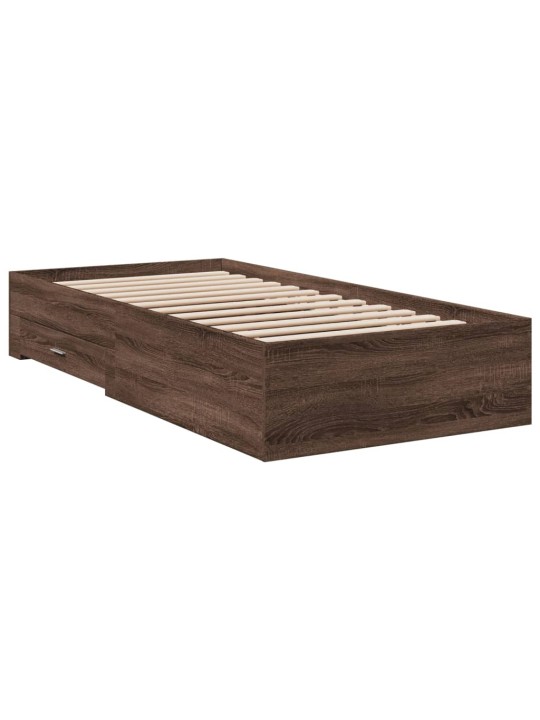 Rám postele se zásuvkami hnědý dub 75 x 190 cm kompozitní dřevo