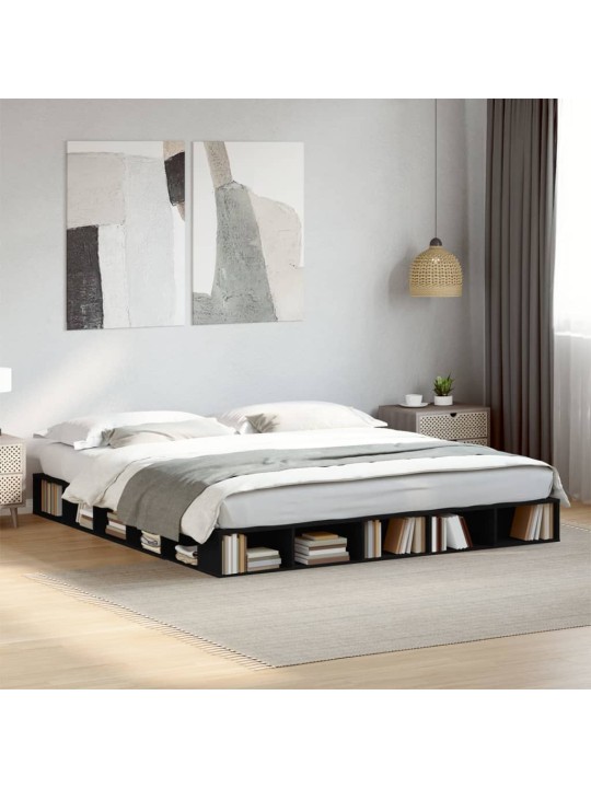 Rám postele černý 200 x 200 cm kompozitní dřevo